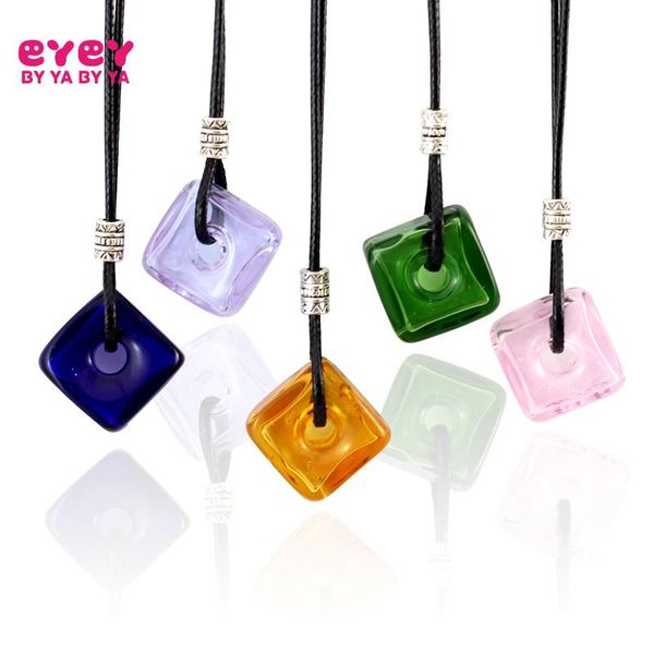 

pendant necklaces 1pc 20mm square diffuser bottle necklace with hole perfume essential oil, Silver