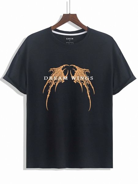 

men wings and letter graphic tee e0eo#, White;black