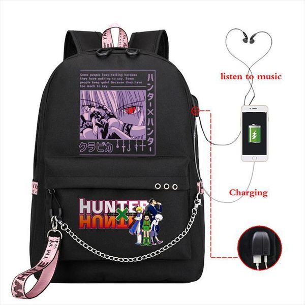 

girls backpack bag anime hunter x school for teenager women manga kurapika hxh devil eye backpacks