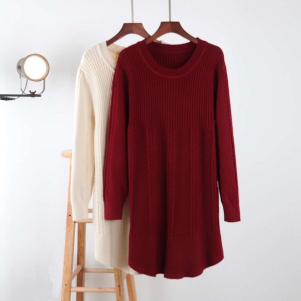 

women's sweaters sweaterslarge round neck twist wool women's loose dress autumn wear medium length sweater z4ch, White;black