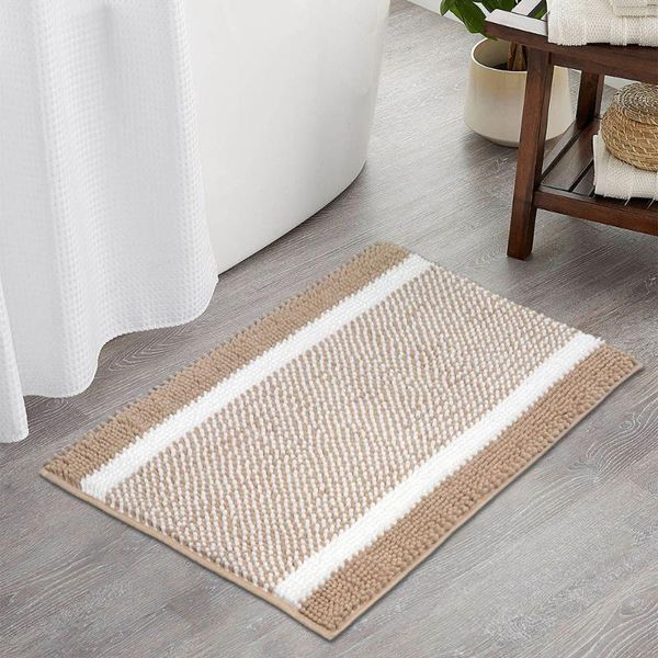 

bath mats bathroom water absorption mat door decoration household design and color striped chenille carpet floor pad