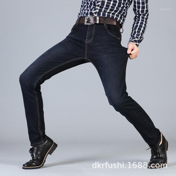 

men's jeans business trousers spring and autumn style men slim fit pencil pants casual elasticity1, Blue