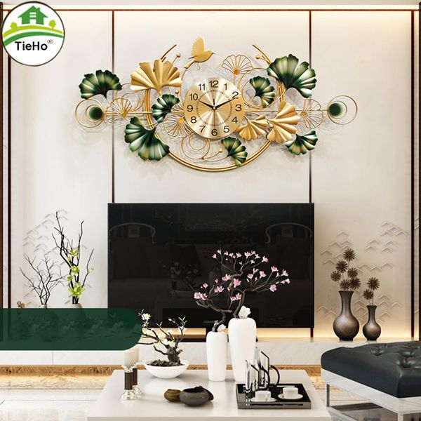 

wall clocks living room decoration metal large clock digital modern design watch sofa tv background decor