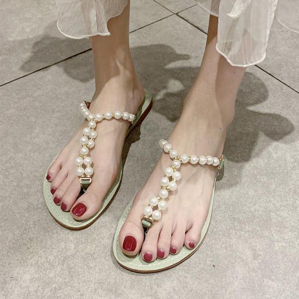 

slippers fashion women summer peal clip toe flip flops non-slip flat beach shoes sandals, Black