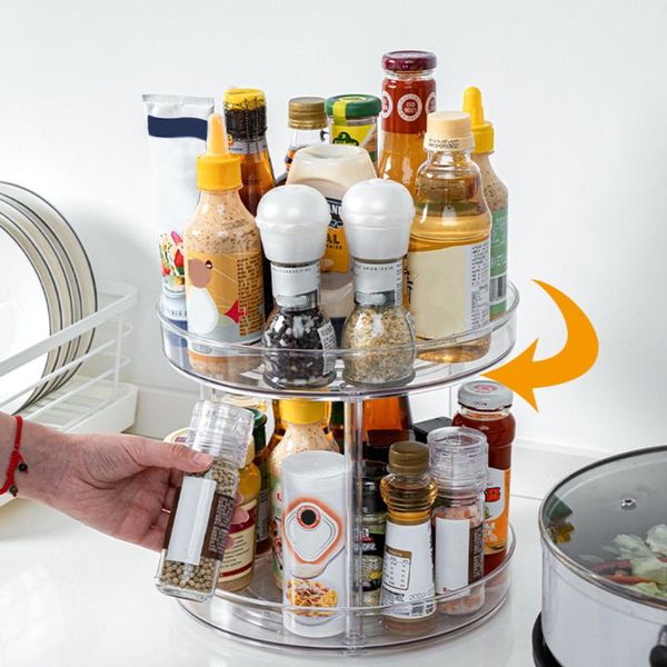 

hooks & rails 360 rotatable cabinet organizer multi-layer spice drink cosmetic storage rack container kitchen condiment fruit shelves pet bo