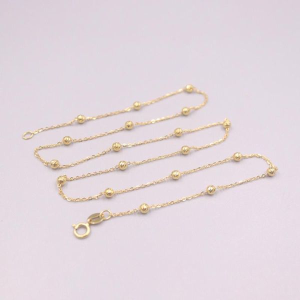 

chains real pure 18k yellow gold chain o carved beads link necklace 3.3g / 17.7inch for women lucky gift, Silver