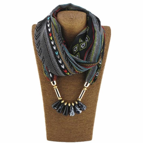 

mdiger long necklaces with pendants acrylic bead necklace pendant scarf colorful chiffon drop chokers, Golden;silver