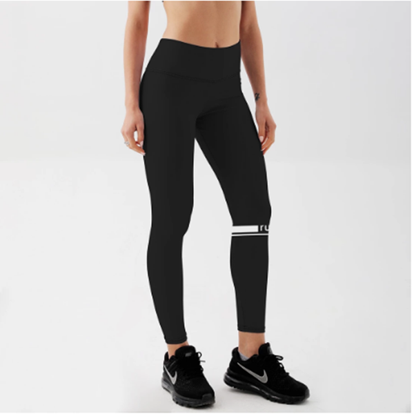 

fashion high waist elastic running printed letter leggings women slim fitness black for gym sport women's