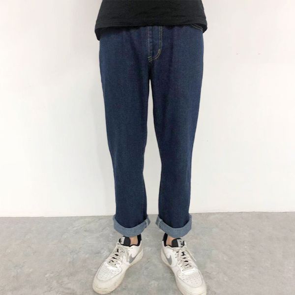 

summer spring fashion pants straight casual jeans men's slim retro blue