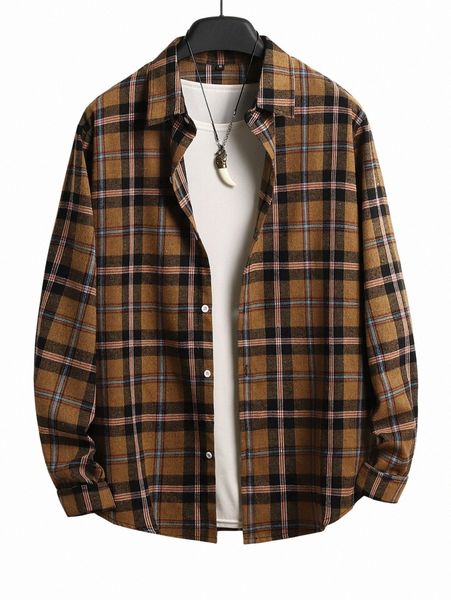 

men plaid print shirt without tee 12oe#, White;black