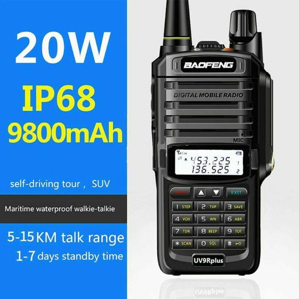 

baofeng uv-9r plus waterproof walkie-talkie 20w dual-segment handheld tour self-driving high-power uv outdoor phone d7o0 walkie talkie