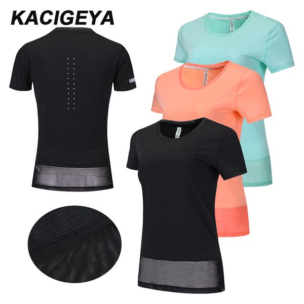 

tolcsport 111yoga shirt women 2019 fitness training sports running patchwork mesh long loose short sleeves new workout femal, Black;yellow