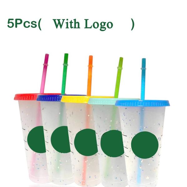 

mugs 700ml/24oz star straw cup with logo lid reusable plastic tumbler cold coffee mug dropship wholesale