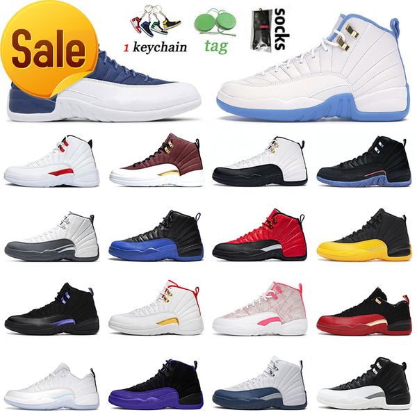 

wholesale quality mens womens 12 12s basketball shoes indigo university blue gold twist ball french flu game