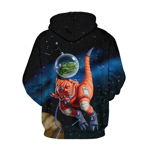 

men's hoodies & sweatshirts funny dinosaur astronaut 3d print mens space men long sleeve harajuku sportswear pullovers drop, Black