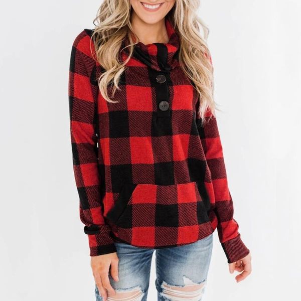 

blouse femme boho clothing fashion women's casual sweatshirts long sleeve plaid color block button pullover blusas femininas ele blouse, White