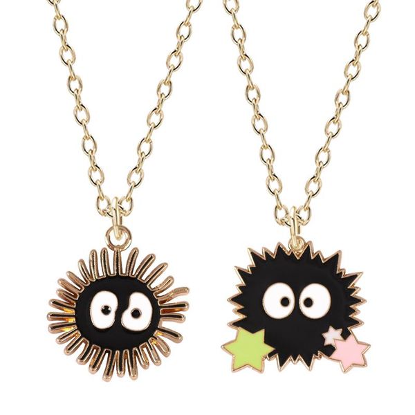 

pendant necklaces 2021 fashion couple necklace creative explosion black coal ball elf cute hip hop simple metal sweater chain, Silver