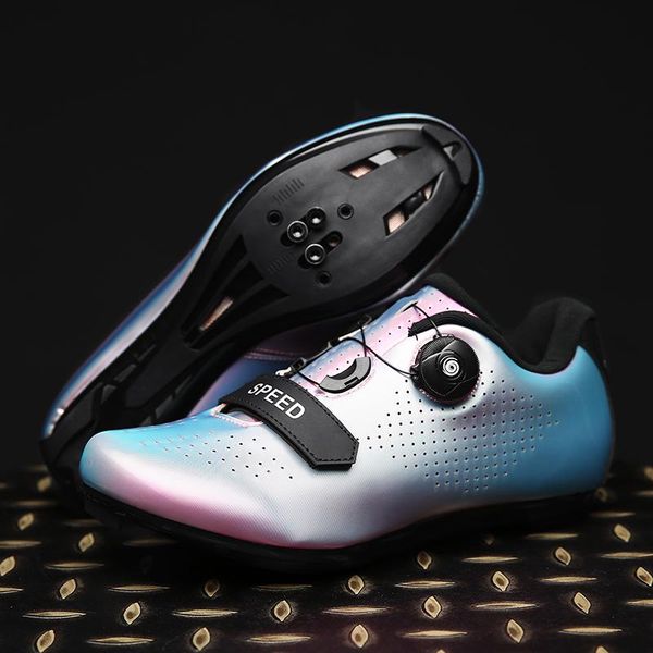 

cycling footwear ultralight shoes double buckle luminous bike self-locking bicycle professional women sneakers men bicicleta, Black