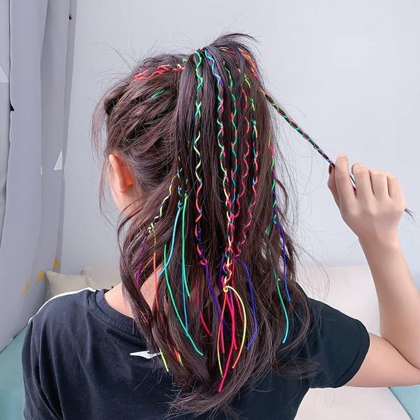 

hair accessories fashion braided rope colored band colorful weaver silk diy handmade female, Slivery;white