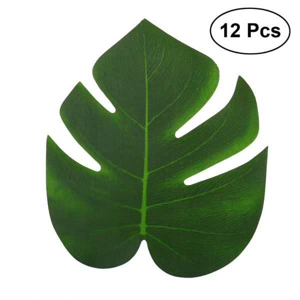 

12pcs 20x18cm artificial tropical palm leaves simulation leaf for hawaiian luau party jungle beach theme decorations decorative flowers & wr