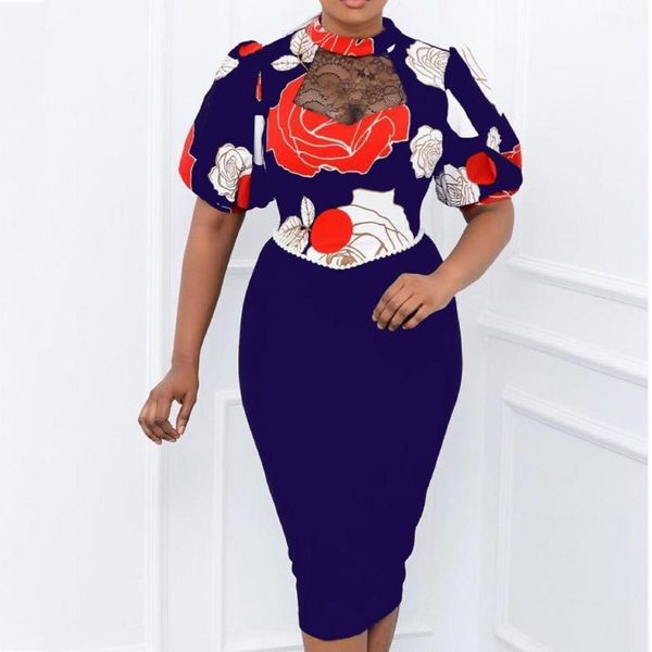 

ethnic clothing african dresses for women summer autumn africa short sleeve dress o-neck perspective slim office lady party, Red