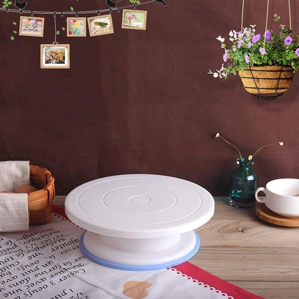 

high 1 set cake decorating turntable rotating stand with comb & icing smoother + spatula lg66 baking pastry tools