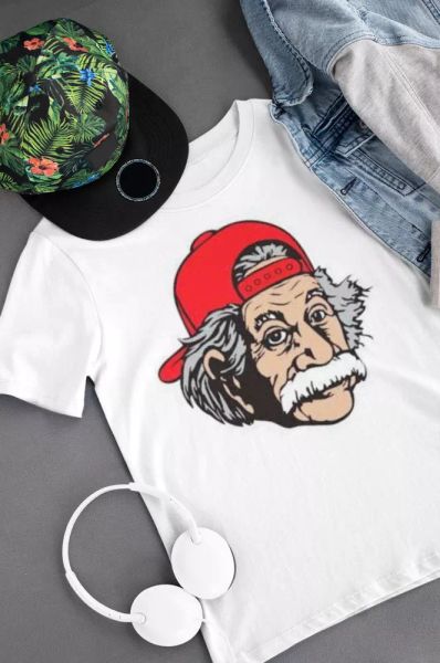 

albert einstein t-shirt e=mc2 cool hip hop hat movie science retro tee kids, White;black