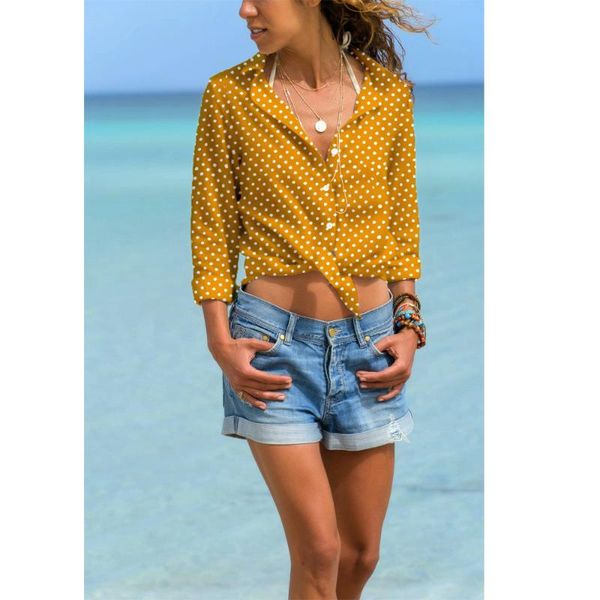 

women's blouses & shirts meihuida spring autumn women casual wave point shirt long sleeve lapel loose blouse office lady elegant, White