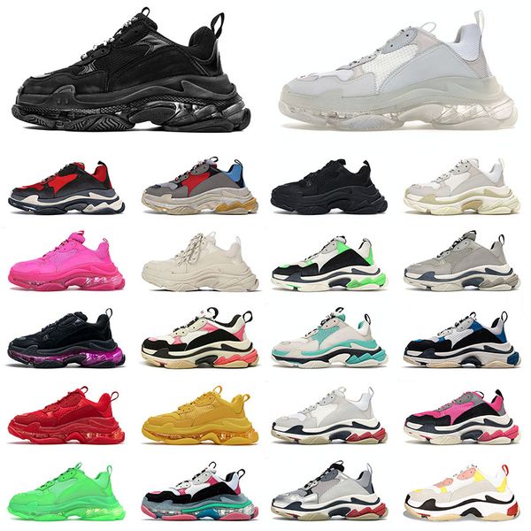 OG Triple s Designer Dad Shoes Crystal Clear Sole Bottom Casual Uomo Donna 17fw Paris Luxurys Designer Vintage Moda Uomo Donna Sport Sneakers Scarpe da ginnastica Outdoor