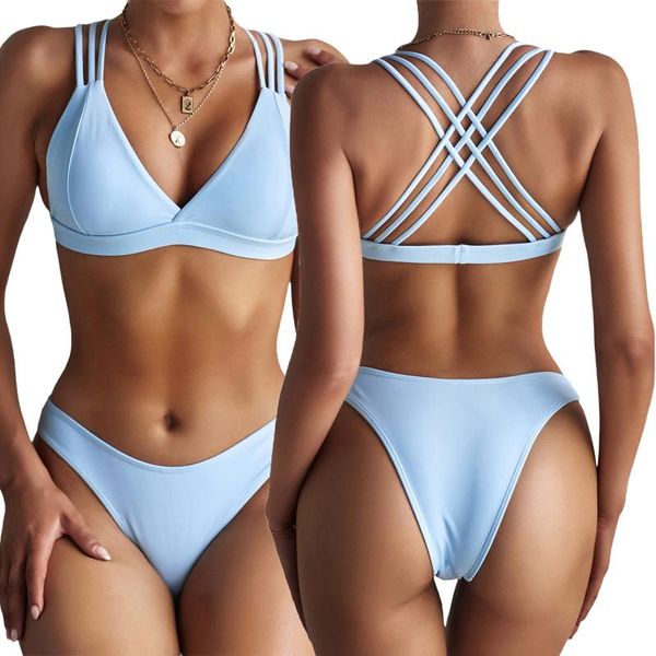 

women's swimwear 2 pieces bathing suit, female solid color padded bikini panties for summer, blue/navy blue, s//l, beachwear swimwea, White;black