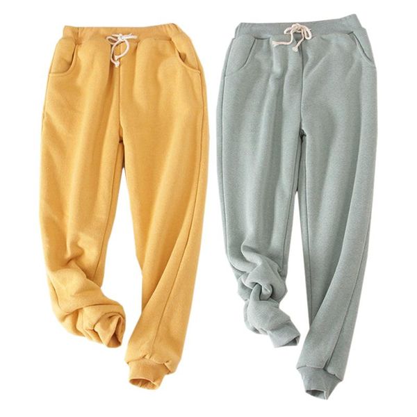 

women's pants & capris lanshanque cactus women green gray loose thick fleece winter long trousers casual velvet sweatpants harem warm, Black;white