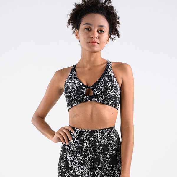 

yoga outfit chreifit autumn printing set women cross hollow sports fitness bra+ high waist running leggings 2 pcs suits