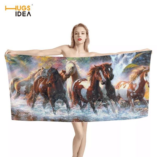 

towel hugsidea horse group pattern 3d print home bathroom soft microfiber beach towels for woman 2size bath toalla