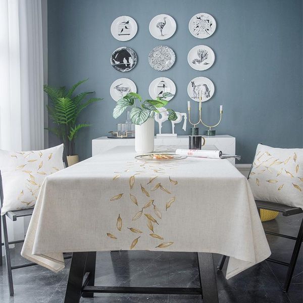 

table cloth light luxury nordic style pure color embroidered leaves el tablecloth tea waterproof ins