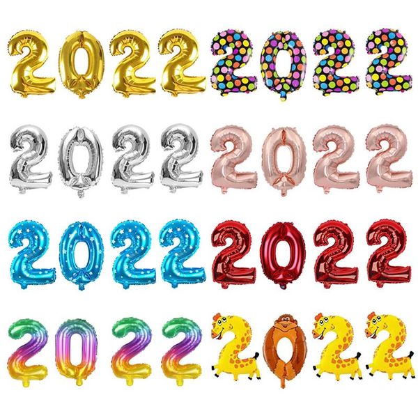 

party decoration 2022 foil balloons happy year gold number balloon eve noel christmas decor for home