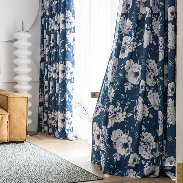 

curtain & drapes modern simple blue enchantress printed finished custom shading curtains for living dining room bedroom