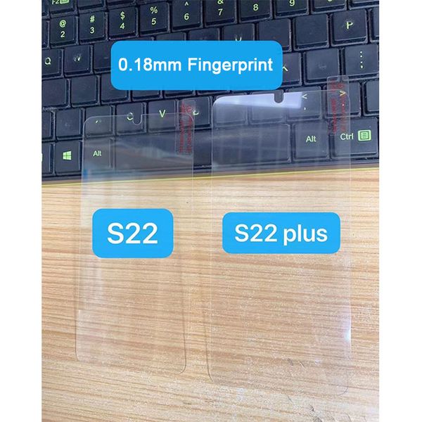 0,18 mm klarer Displayschutz aus gehärtetem Glas unterstützt die Fingerabdruckfunktion für Samsung S22 S22 Plus