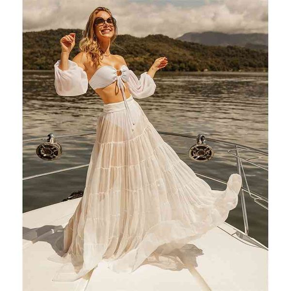 

up 2021 skirt tunics for beach long leaves print bikini cover up robe de plage sarong swimsuit, White;black