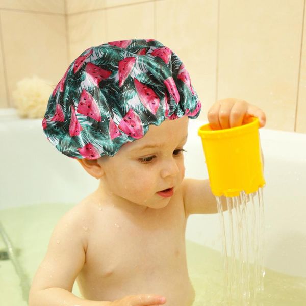 

3pcs bathing shower hat elastic cover night sleeping cap for kids caps