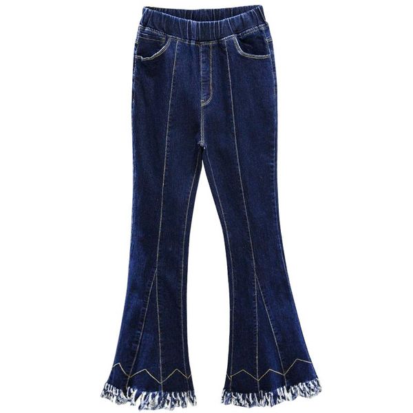 

good quality plus big size jeans panty women spring winter autumn 2021 ladies denim flares wide-legged pants female a5953 women's, Blue