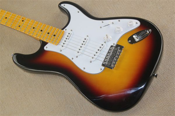 

st electric guitar vintage sunburst color rosewood fingerboard white pickguard guitarar