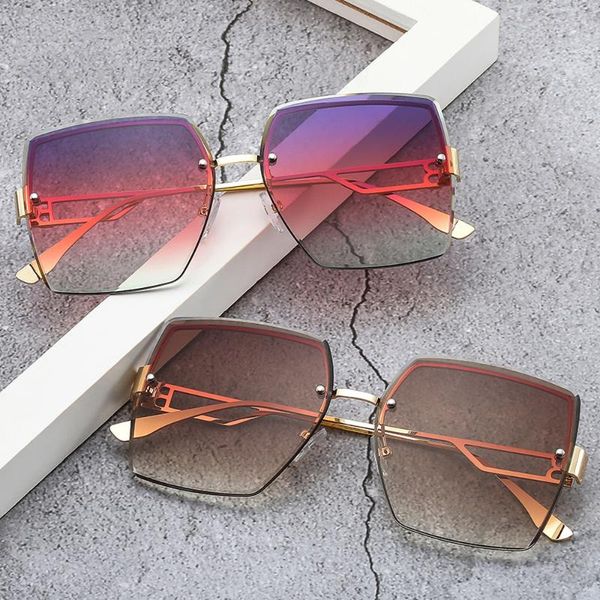 

sunglasses oversized semi-rimless gradient women men designer eyewear fashion square big frame sun glasses female, White;black