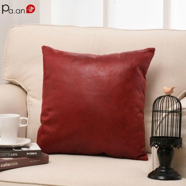 

cushion/decorative pillow pa.an luxury pu case suede leather cushion cover durable rustic throw shell couch sofa bed vintage decorative 45cm