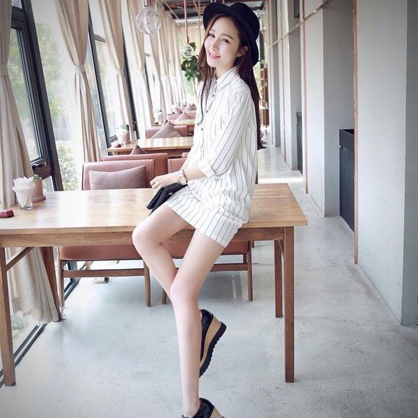 

casual dresses spring and autumn women's mid-length long-sleeved slim-fit hedging striped shirt skirt bottoming dress t-shirts  5xl, Black;gray