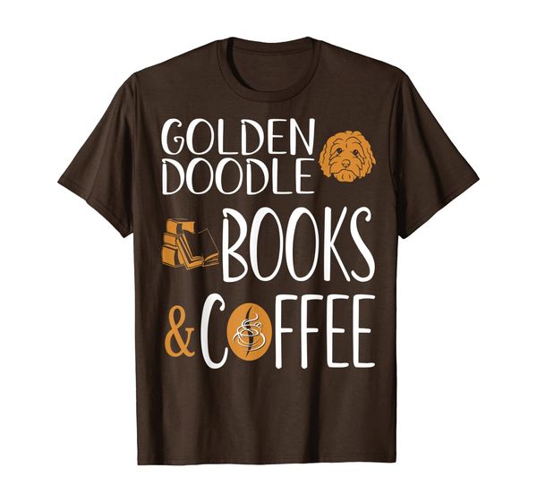 

goldendoodle books coffee pets lovers gift tshirt, White;black