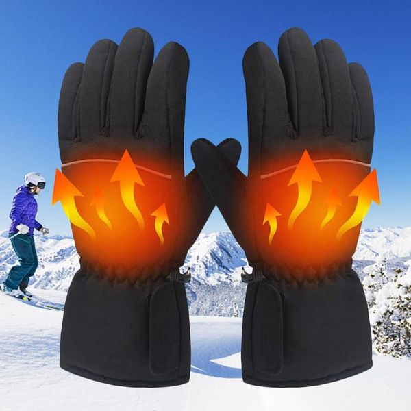 

cycling gloves usb electric heated 3.7v 4000 mah rechargeable battery winter warm heating hand warmer skiing, Black