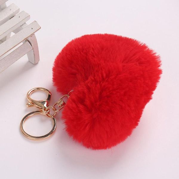 

keychains plush heart shape cute keychain car key rings handbag bag pendant girl gift, Silver