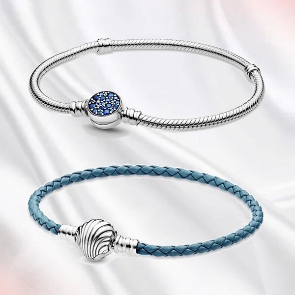 

charm bracelets sterling silver 925 bracelet blue suitable for original jewelry diy women's birthday gift, Golden;silver