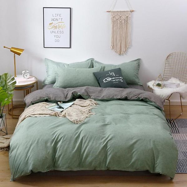 

bedding sets home textile 5 size green and gray summer bed linens 3/4pcs duvet cover set pastoral sheet ab side