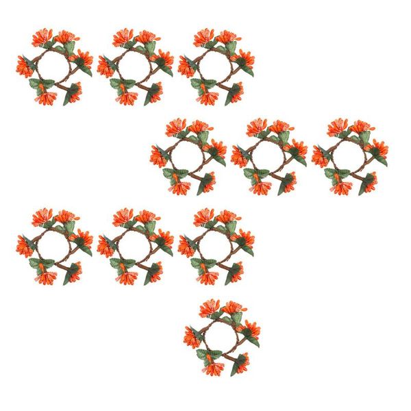 

napkin rings 10pcs small holder berry wreath for thanksgiving day (orange)